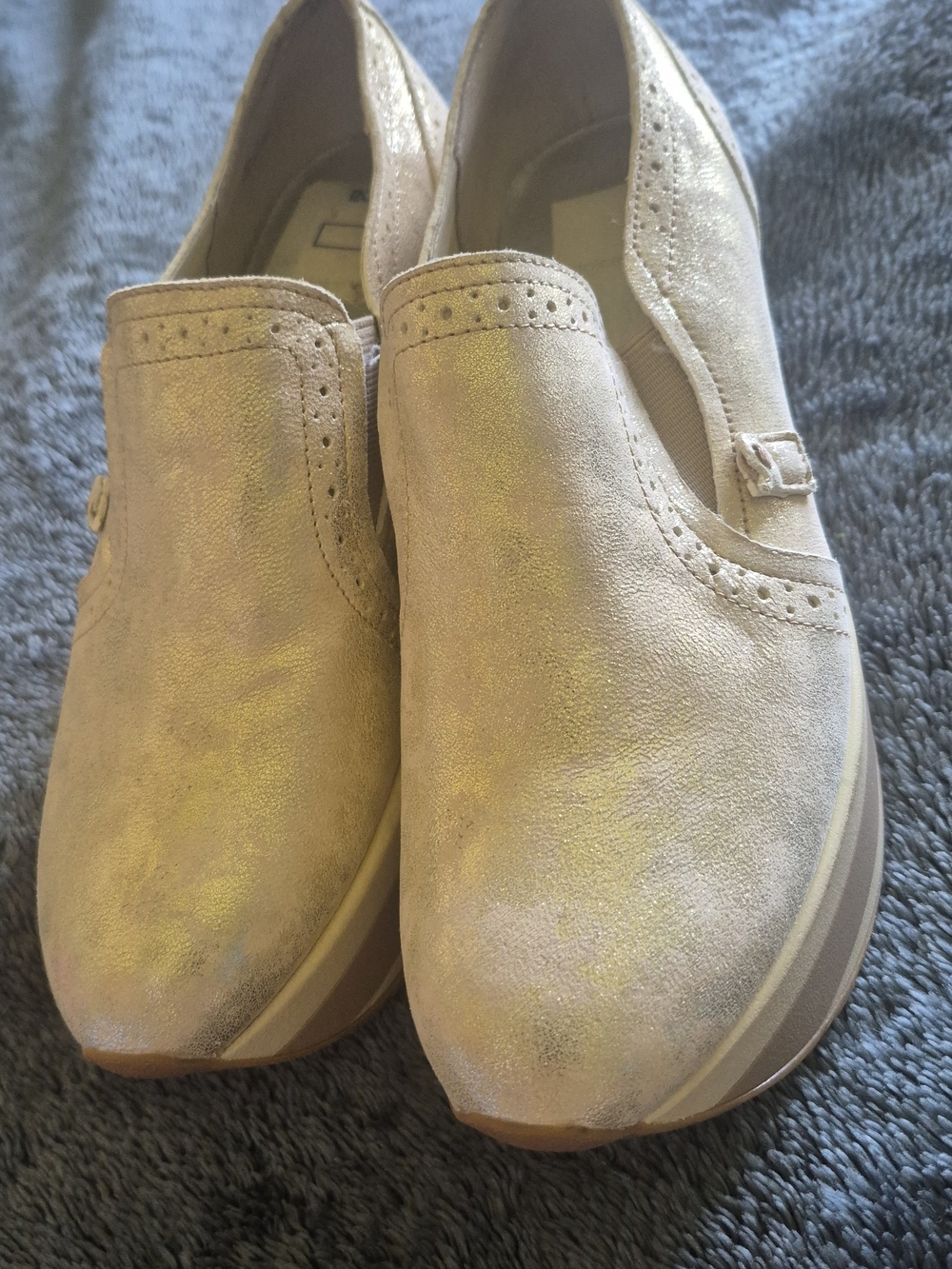 Dolce Vita Metallic Cream Platform Slip-On Shoes